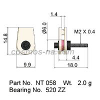GUIDE PULLEYS, CAGED PULLEY PART NO. NT 058, WT. 2.0 G