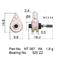 GUIDE PULLEYS, CAGED PULLEY PART NO. NT 067, WT. 1.8 G